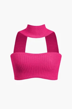 MICAS Knitwear|Knit Tops-Basic Solid Ribbed Knit Crop Tank Top