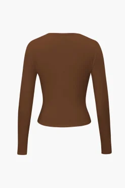 MICAS Long Sleeve Tops|Long Sleeves Tops-Basic Solid Round Neck Long Sleeve Top