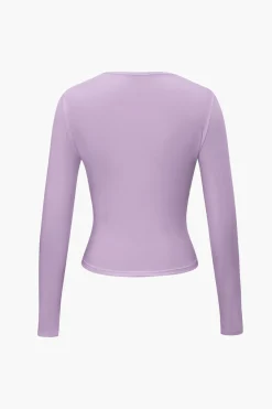 MICAS Long Sleeve Tops|Long Sleeves Tops-Basic Solid Round Neck Long Sleeve Top