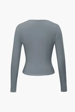 MICAS Long Sleeve Tops|Long Sleeves Tops-Basic Solid Round Neck Long Sleeve Top