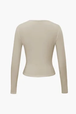 MICAS Long Sleeve Tops|Long Sleeves Tops-Basic Solid Round Neck Long Sleeve Top