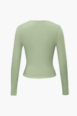 MICAS Long Sleeve Tops|Long Sleeves Tops-Basic Solid Round Neck Long Sleeve Top