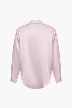 MICAS Long Sleeve Tops|Long Sleeves Tops-Basic Solid Satin Long-Sleeve Shirt