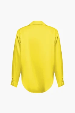 MICAS Long Sleeve Tops|Long Sleeves Tops-Basic Solid Satin Long-Sleeve Shirt