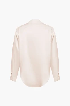 MICAS Long Sleeve Tops|Long Sleeves Tops-Basic Solid Satin Long-Sleeve Shirt