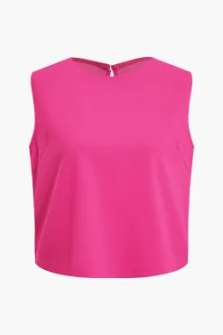 MICAS Pant Sets|Vacation Sets-Basic Solid Sleeveless Top And Straight Leg Pants Set