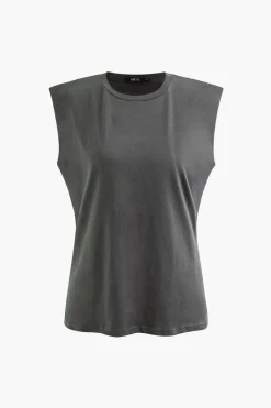 MICAS T-Shirts-Basic Solid Sleeveless T-shirt