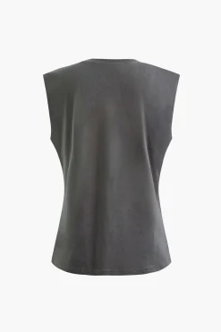 MICAS T-Shirts-Basic Solid Sleeveless T-shirt