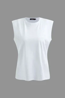 MICAS T-Shirts-Basic Solid Sleeveless T-shirt