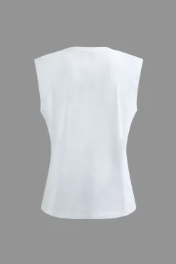 MICAS T-Shirts-Basic Solid Sleeveless T-shirt