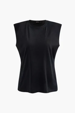 MICAS T-Shirts-Basic Solid Sleeveless T-shirt