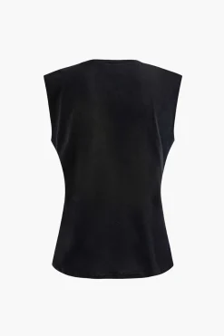 MICAS T-Shirts-Basic Solid Sleeveless T-shirt