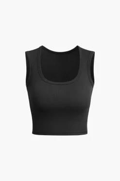 MICAS Tank Tops & Cami-Basic Solid Square Neck Tank Top