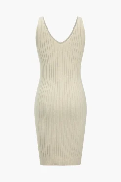 MICAS Knitwear|Knit Sets-Basic Solid Sweater Top And Tank Dress Set BEIGE