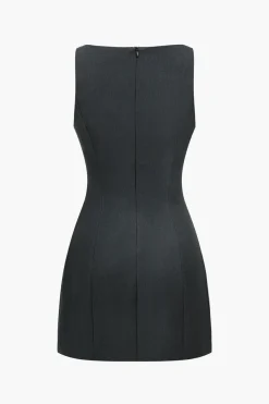 MICAS Mini Dresses-Basic Solid Tank Mini Dress DARK GRAY