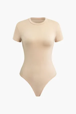 MICAS Bodysuits-Basic Solid T-shirt Bodysuit