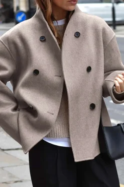 MICAS Outerwear|Outerwear-Basic Solid Warm Coat LIGHT BROWN