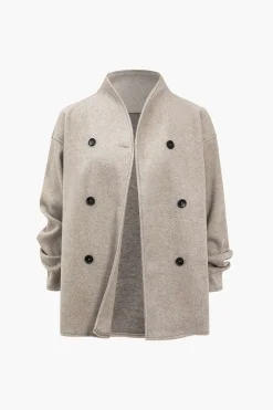 MICAS Outerwear|Outerwear-Basic Solid Warm Coat LIGHT BROWN