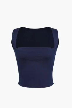 MICAS Tank Tops & Cami-Basic Square Neck Cropped Tank Top ROYAL