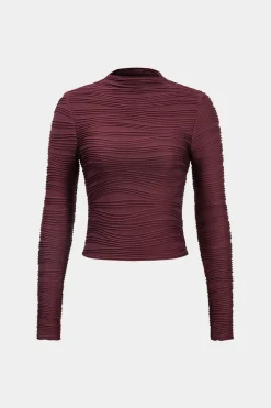 MICAS Long Sleeve Tops|Long Sleeves Tops-Basic Textured Long-Sleeve Top