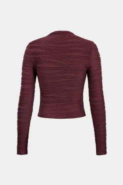 MICAS Long Sleeve Tops|Long Sleeves Tops-Basic Textured Long-Sleeve Top