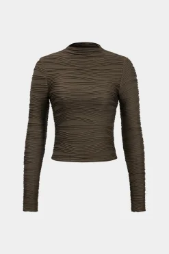 MICAS Long Sleeve Tops|Long Sleeves Tops-Basic Textured Long-Sleeve Top