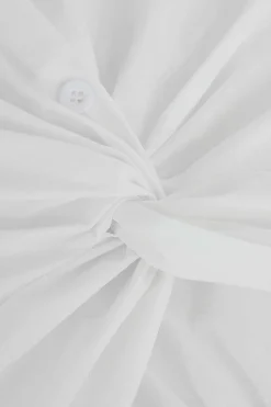 MICAS Blouses & Shirts-Basic Twist Detail Cropped Shirt WHITE