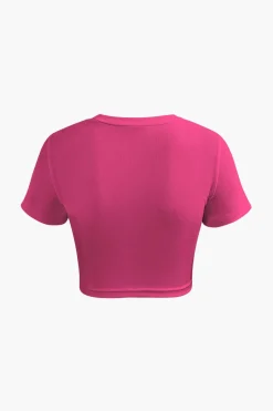 MICAS T-Shirts-Basic Twist Hem Crop T-shirt