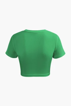 MICAS T-Shirts-Basic Twist Hem Crop T-shirt