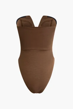 MICAS Bodysuits|Tube Tops-Basic V-neck Strapless Bodysuit