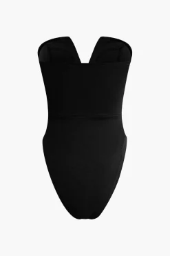MICAS Bodysuits|Tube Tops-Basic V-neck Strapless Bodysuit