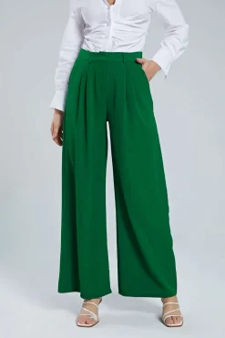 MICAS Pants-Basic Wide Leg Suit Pants GREEN