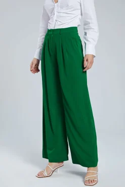 MICAS Pants-Basic Wide Leg Suit Pants GREEN