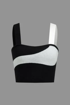 MICAS Knit Sets-Basic Zebra Print Knit Cami Top And Skirt Set Contrast Color