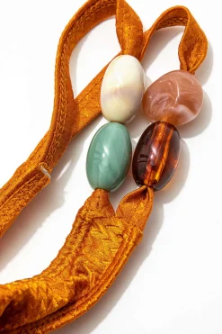 MICAS Swimwear-Bead Cut Out One Shoulder Swimsuit And Leaves Print Wrap Skirt Set MULTICOLOR