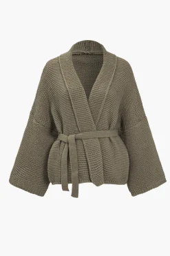 MICAS Outerwear|Knitwear-Belted V-neck Sweater Cardigan