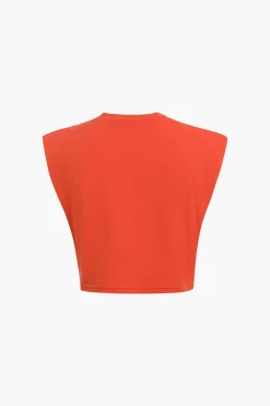 MICAS T-Shirts|Tank Tops & Cami-Big Sur Graphic Padded-Shoulder Knot Hem T-Shirt DARK ORANGE