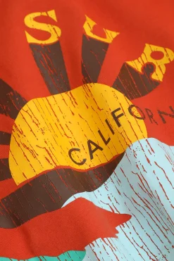 MICAS T-Shirts|Tank Tops & Cami-Big Sur Graphic Padded-Shoulder Knot Hem T-Shirt DARK ORANGE