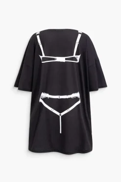 MICAS Mini Dresses-Bikini Print Round Neck Mini T-shirt Dress