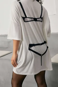 MICAS Mini Dresses-Bikini Print Round Neck Mini T-shirt Dress