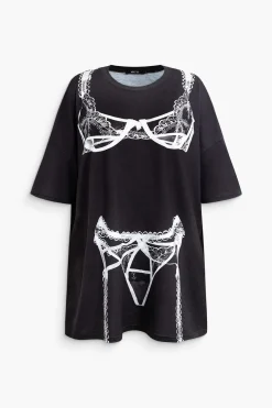 MICAS Mini Dresses-Bikini Print Round Neck Mini T-shirt Dress