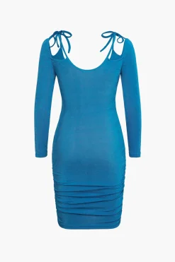 MICAS Long Sleeve Dresses|Mini Dresses-Blue Cut Out Bodycon Mini Dress NAVY