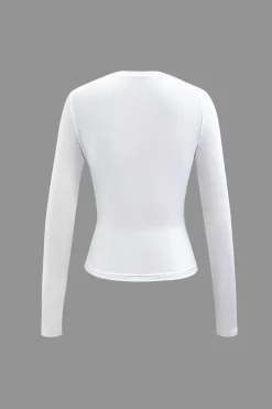 MICAS Long Sleeve Tops|Long Sleeves Tops-Body Heat Print Long Sleeve Top WHITE