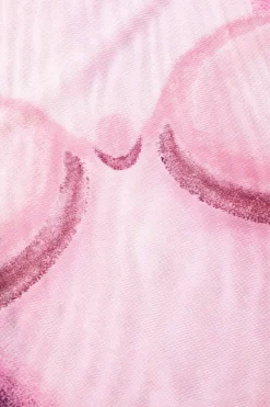 MICAS Bodysuits-Body Print Mesh Long Sleeve Bodysuit BLACK