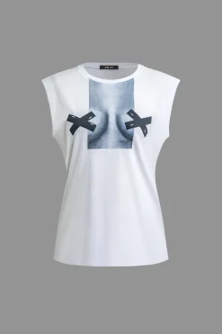 MICAS T-Shirts-Body Print Sleeveless T-shirt