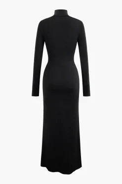 MICAS Long Sleeve Dresses|Maxi Dresses-Body Print Turtle Neck Long Sleeve Maxi Dress