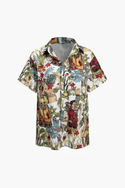 MICAS Blouses & Shirts-Boho Print Short-Sleeve Shirt MULTICOLOR