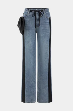 MICAS Jeans-Bow Tie Patchwork Pocket Jeans BLUE