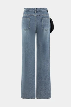 MICAS Jeans-Bow Tie Patchwork Pocket Jeans BLUE