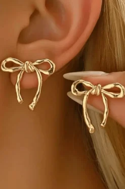 MICAS Accessories-Bowknot Simple Earrings GOLD